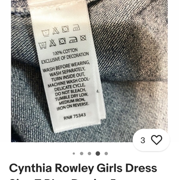 Cynthia Rowley Girls Denim Overall Apple Dress Size 7 - Picture 4 of 6